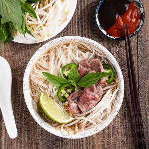 PHO WITH RARE BEEF